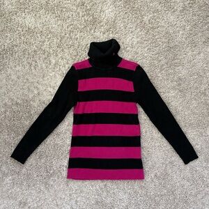 Lauren Ralph Lauren black/pink striped turtle neck sweater